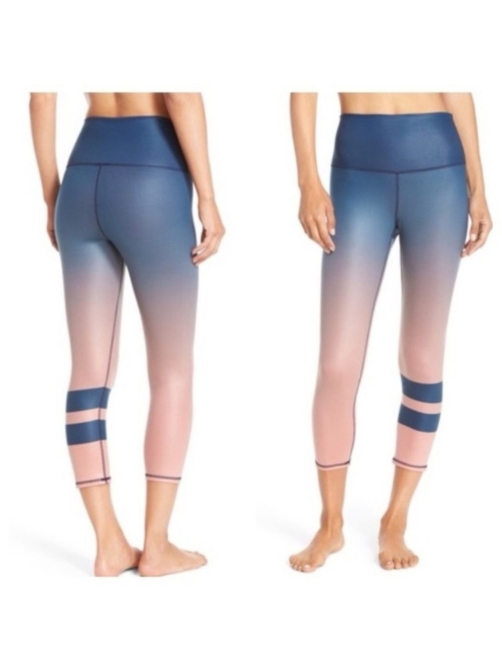 ALO Yoga Blue-to-Pink Ombre High-Waist Capri Leggings